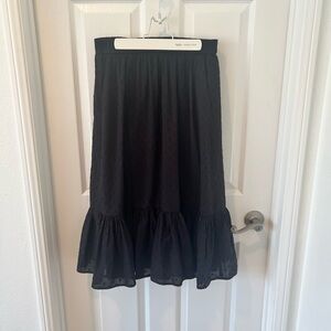 JCREW EMBROIDERED SWISS DOT BLACK SKIRT